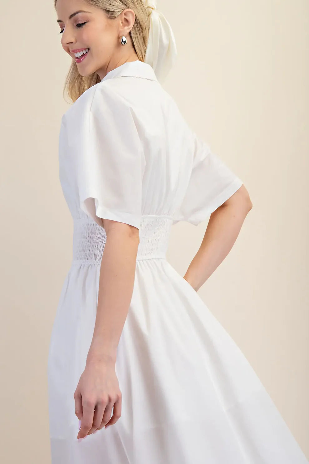 COLLARED ZIPPER DOWN SHIRT DRESS