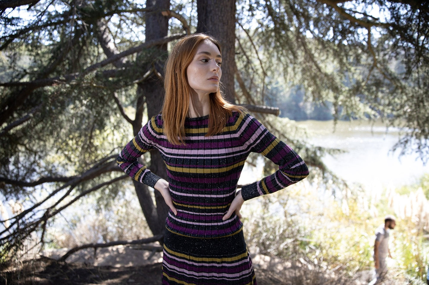 PURPLE LABEL MM LUREX GEM TONES STRIPED SKIRT (PLUS SIZE)