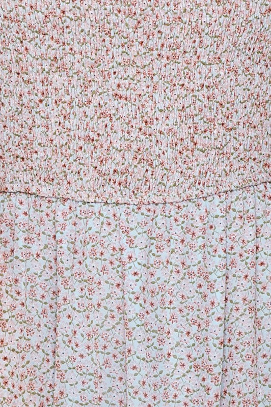 OMBRE FLORAL SMOCKED FRONT DRESS
