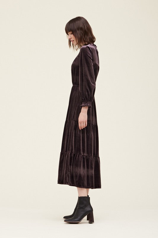 VELVET MIDI DRESS