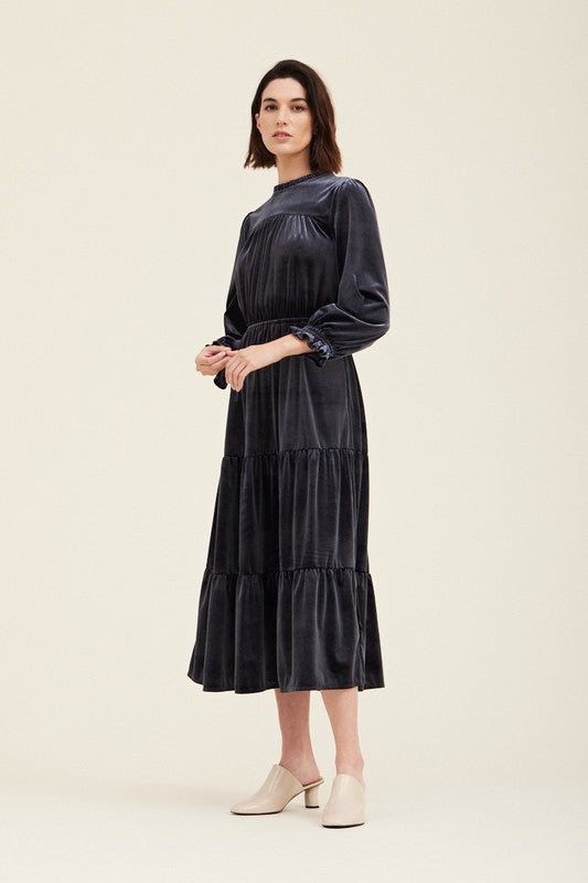 VELVET MIDI DRESS