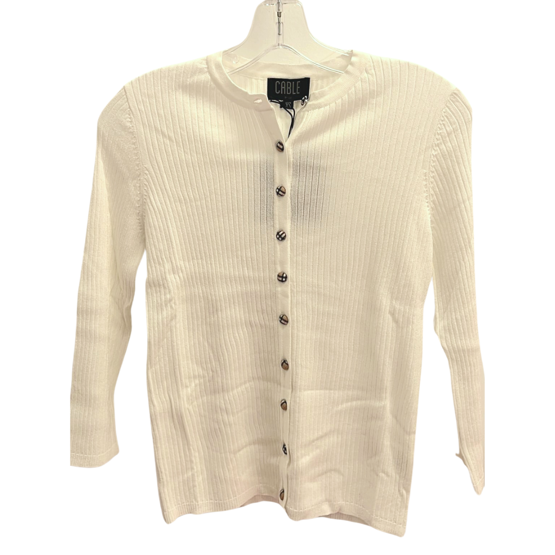 CROP RIBBED CARDI BURB BUTTONS