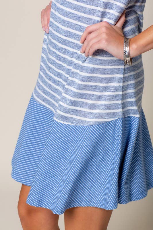 STRIPED MIXED MEDIA DRESS