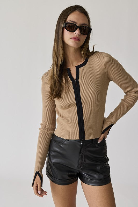 PERFECT CONTRAST RIB SWEATER