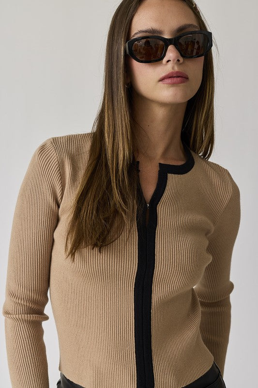 PERFECT CONTRAST RIB SWEATER
