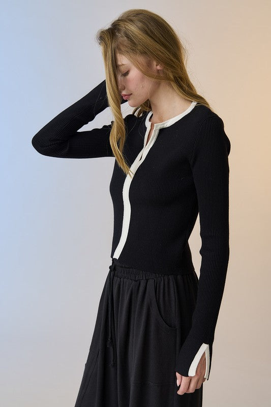 PERFECT CONTRAST RIB SWEATER