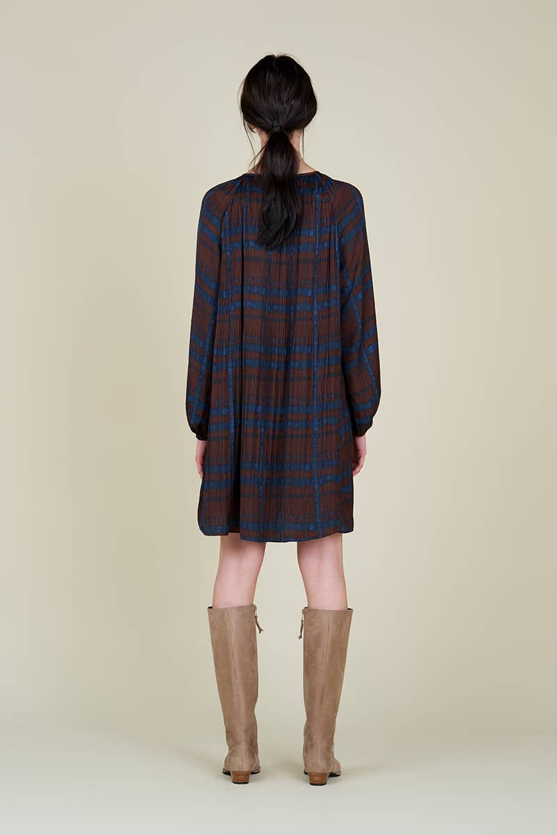 PLEATED PRINT MINI DRESS
