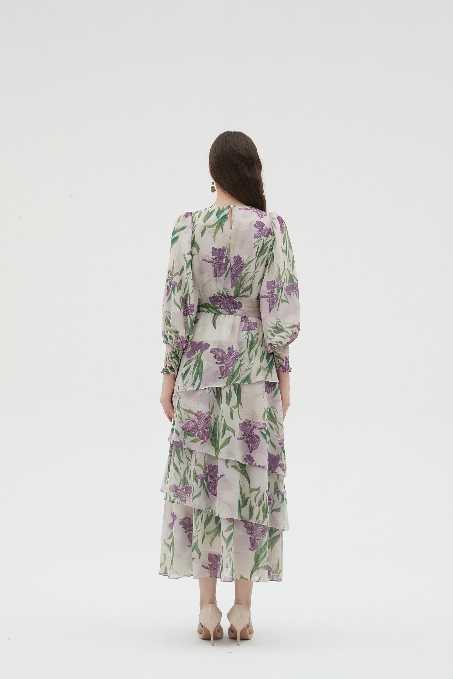 LAVENDER CHIFFON FLORAL DRESS