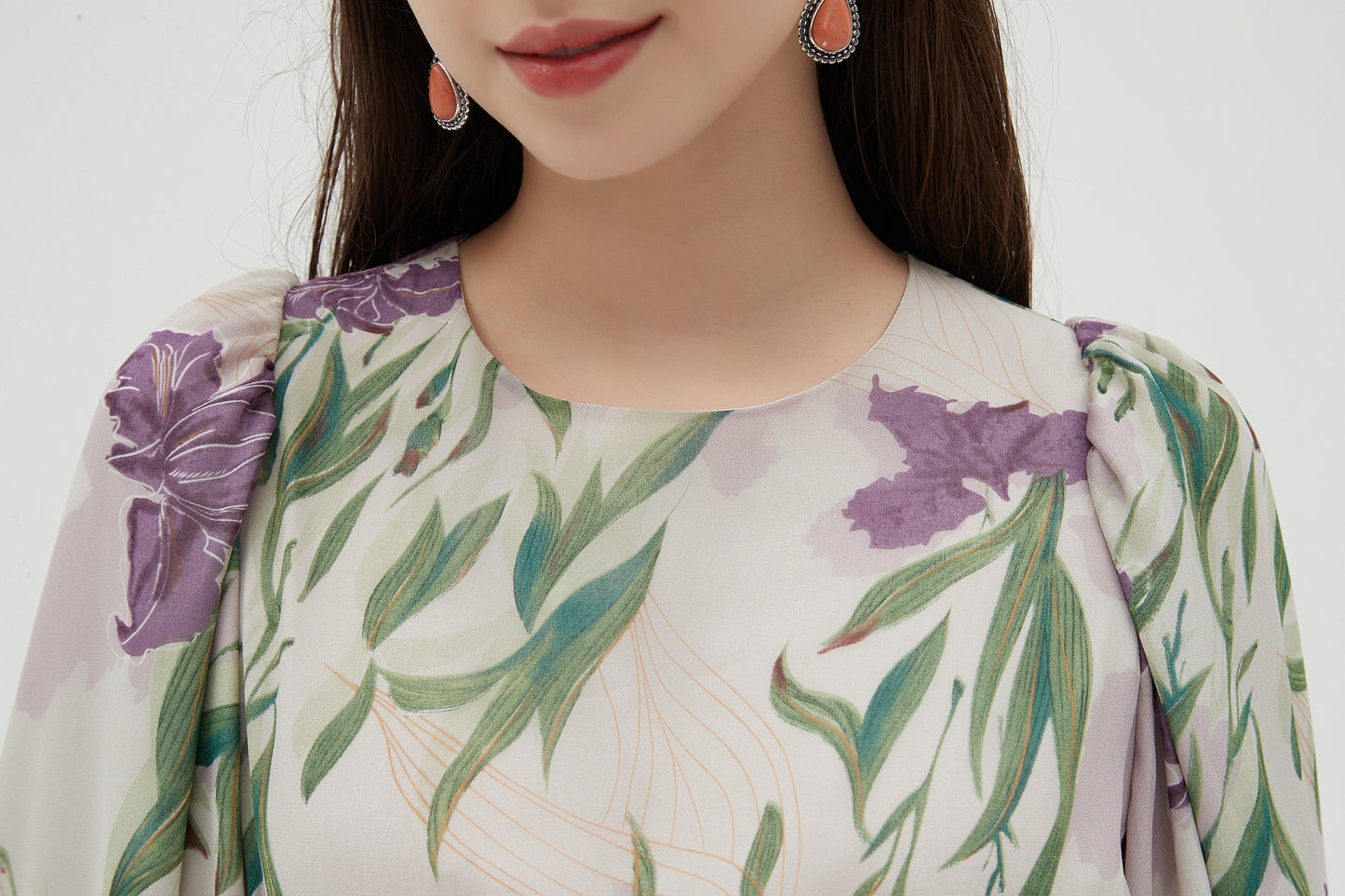LAVENDER CHIFFON FLORAL DRESS