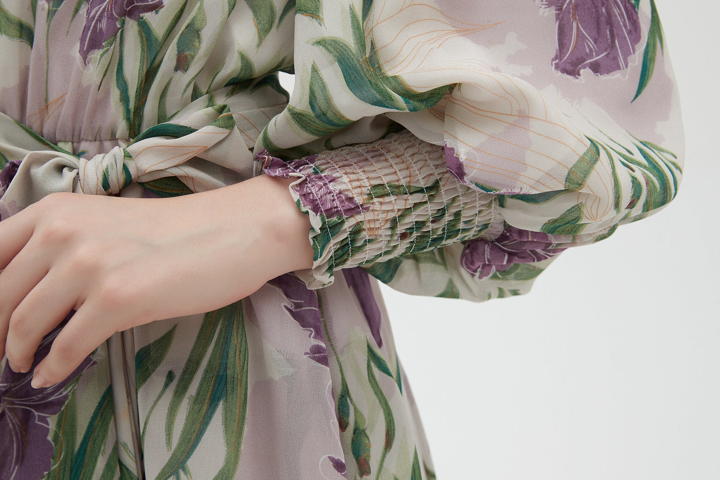 LAVENDER CHIFFON FLORAL DRESS