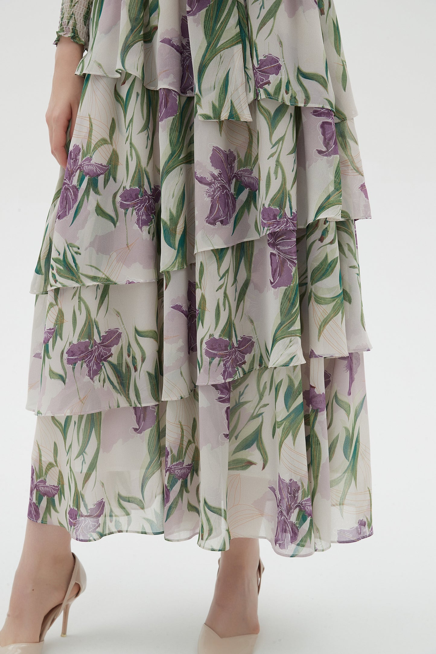 LAVENDER CHIFFON FLORAL DRESS