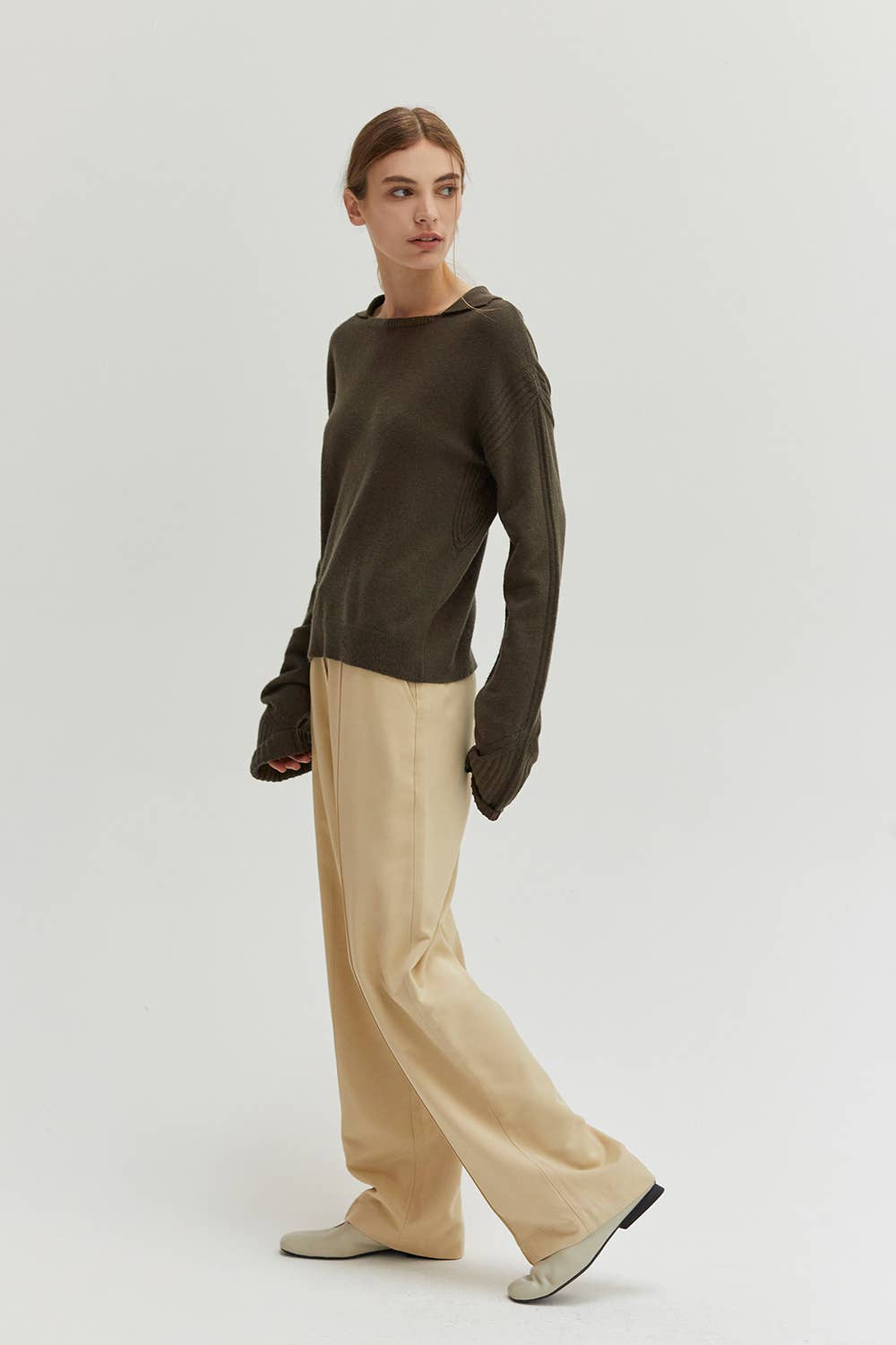 MALINE CASHMERE THIN KNIT OLIVE