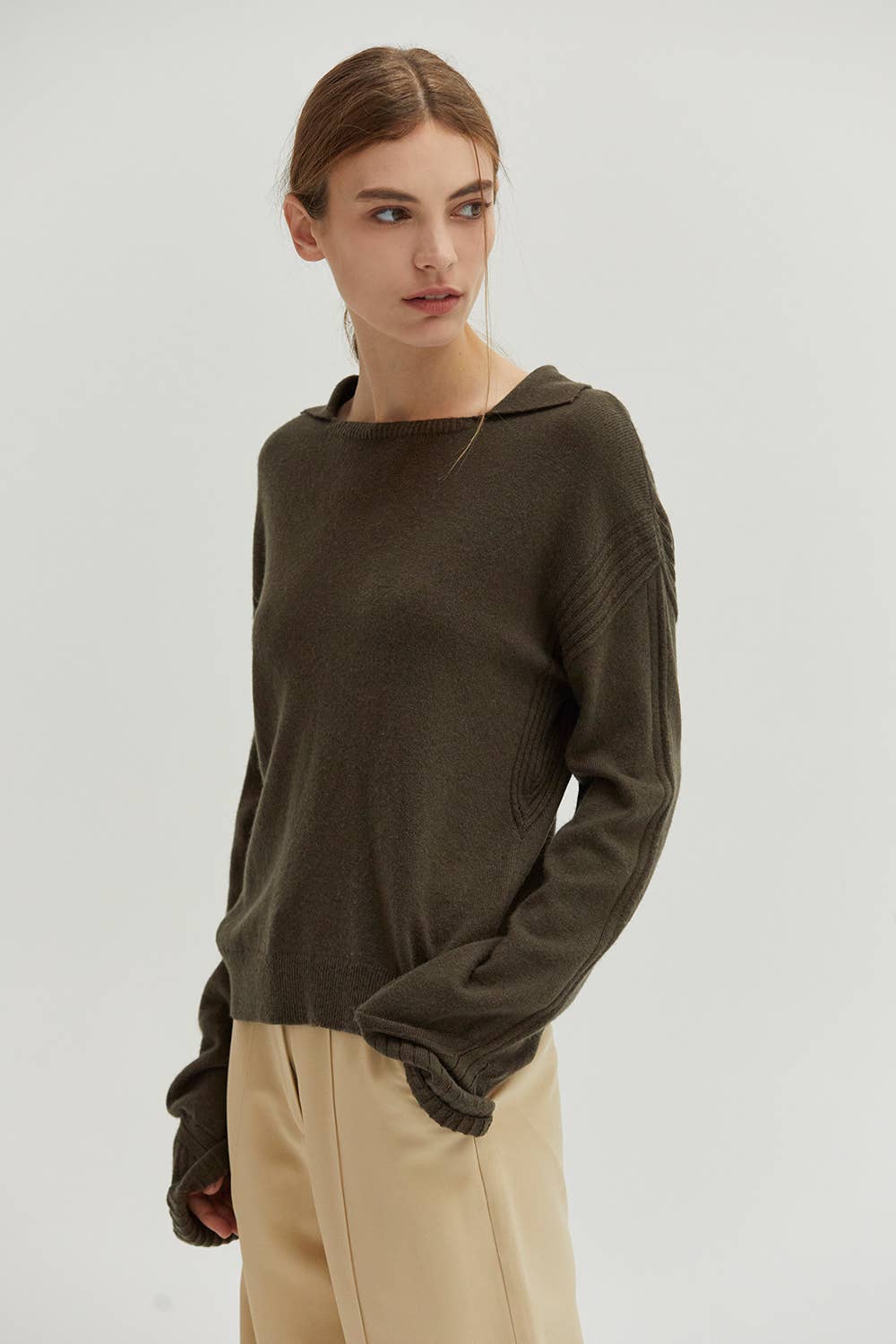 MALINE CASHMERE THIN KNIT OLIVE