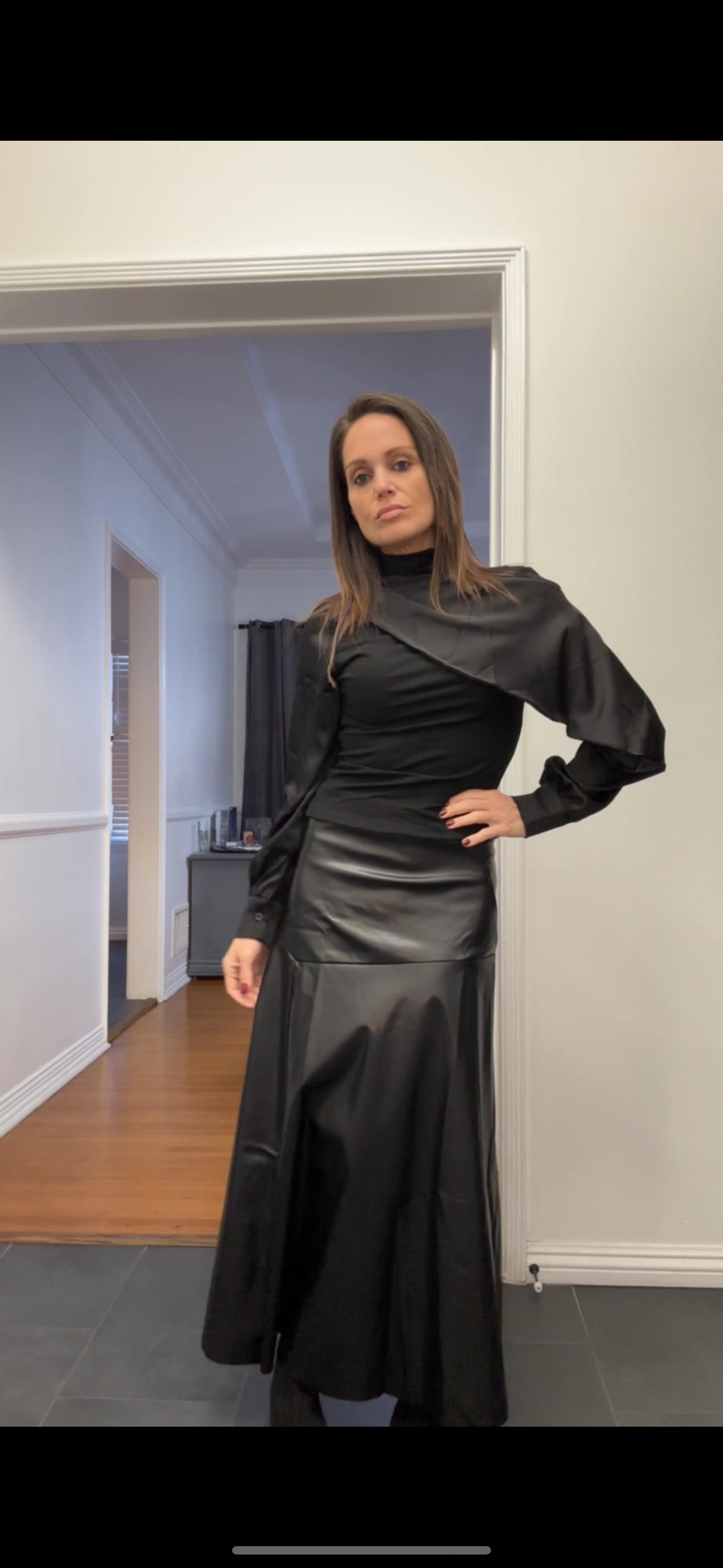 MIXED MEDIA MOCK NECK