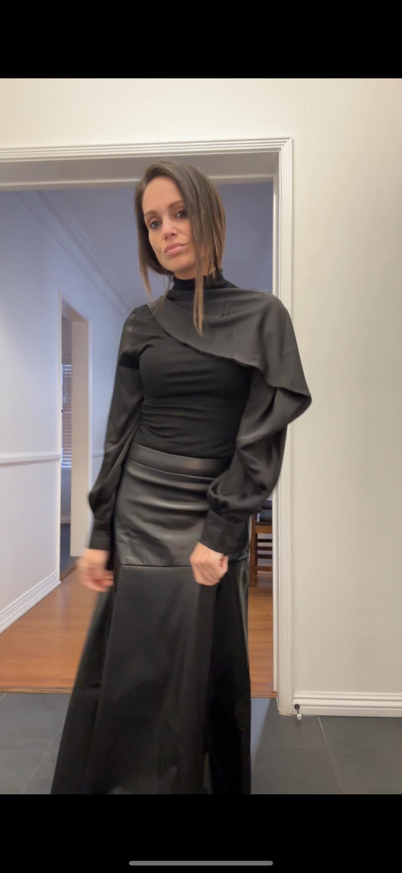 MIXED MEDIA MOCK NECK
