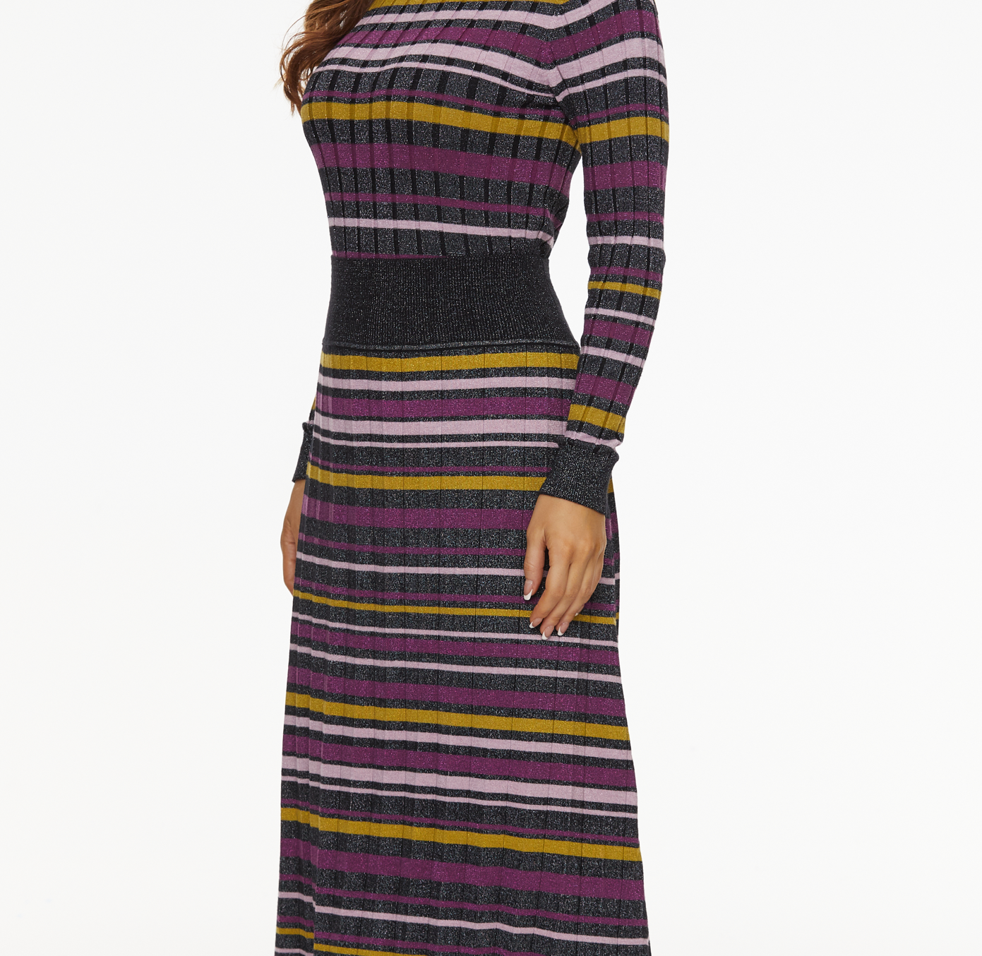 PURPLE LABEL MM LUREX GEM TONES STRIPED SKIRT (PLUS SIZE)