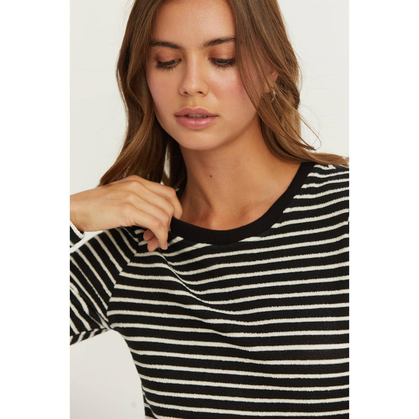 KNIT STRIPED MIDI DRESS