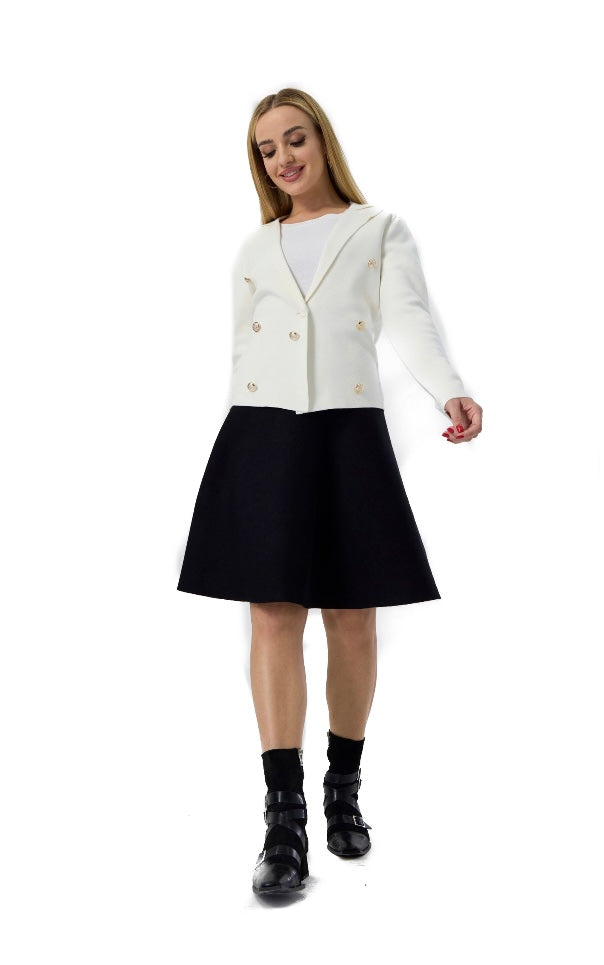 MM KNIT DOUBLE BREASTED BLAZER - BLACK