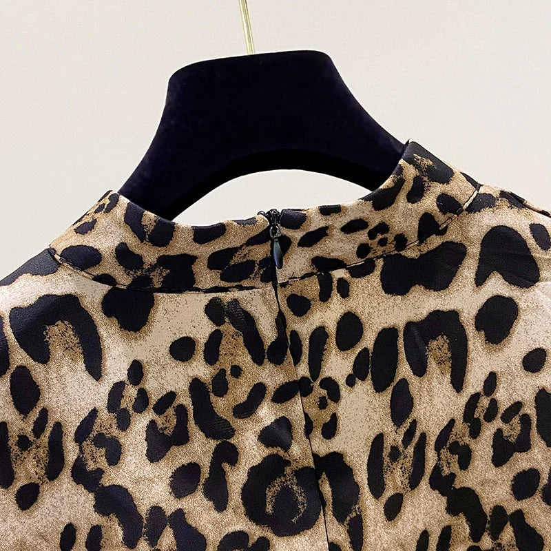 LEOPARD HIGH NECK BLOUSE