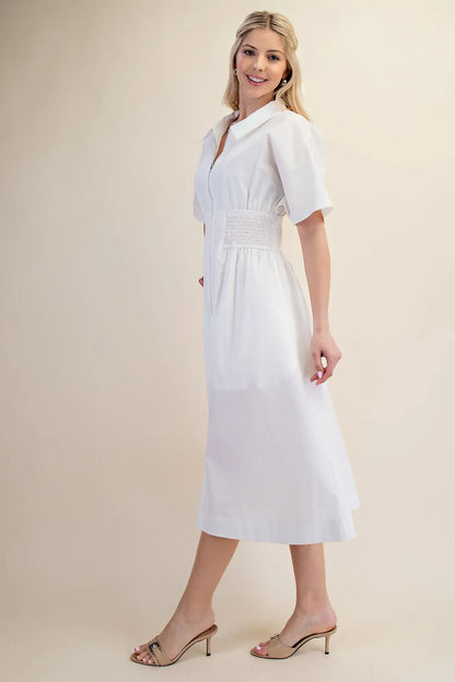 COLLARED ZIPPER DOWN SHIRT DRESS