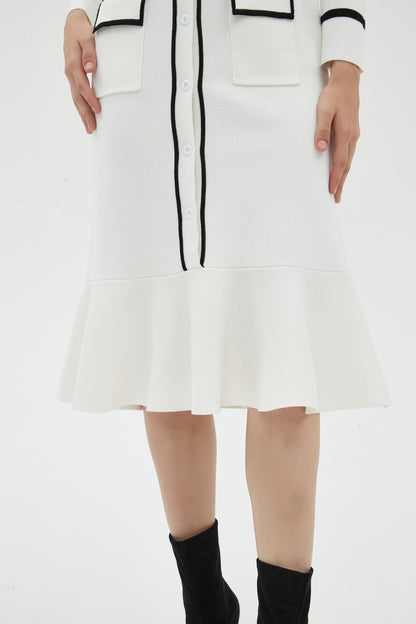 DROP WAIST KNIT CARDI DRESS - WHITE