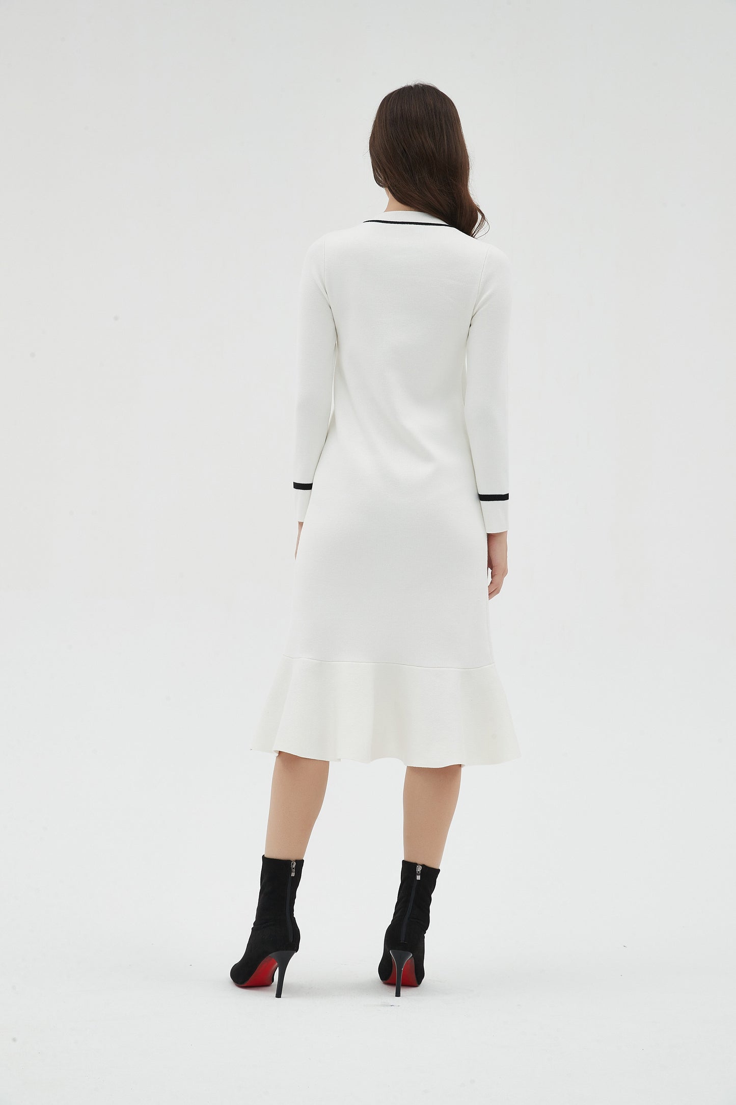 DROP WAIST KNIT CARDI DRESS - WHITE