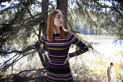 PURPLE LABEL MM LUREX GEM TONES STRIPED SKIRT (PLUS SIZE)