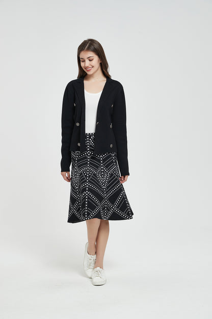 MM KNIT DOUBLE BREASTED BLAZER - BLACK