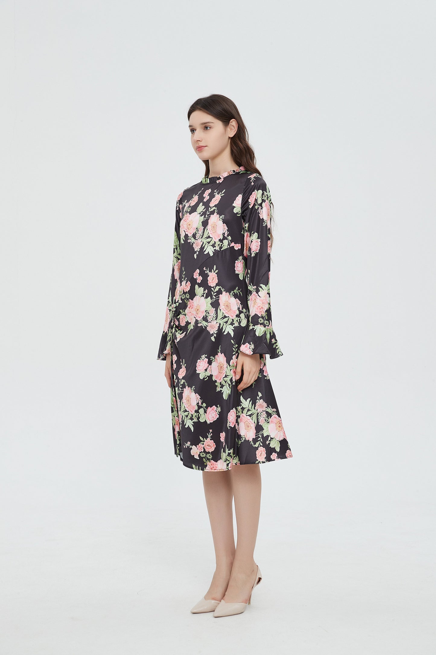 SUBTLE TIE RUCHED DRESS byMM - FLORAL