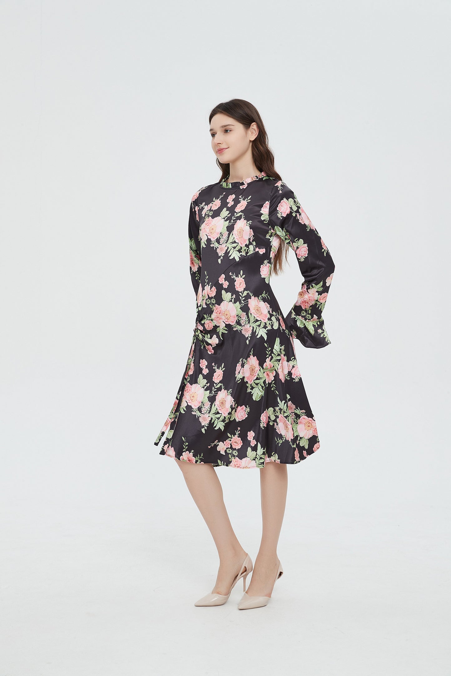 SUBTLE TIE RUCHED DRESS byMM - FLORAL