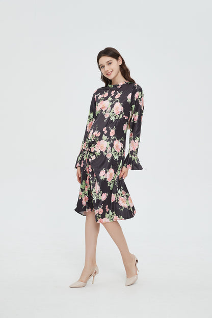 SUBTLE TIE RUCHED DRESS byMM - FLORAL