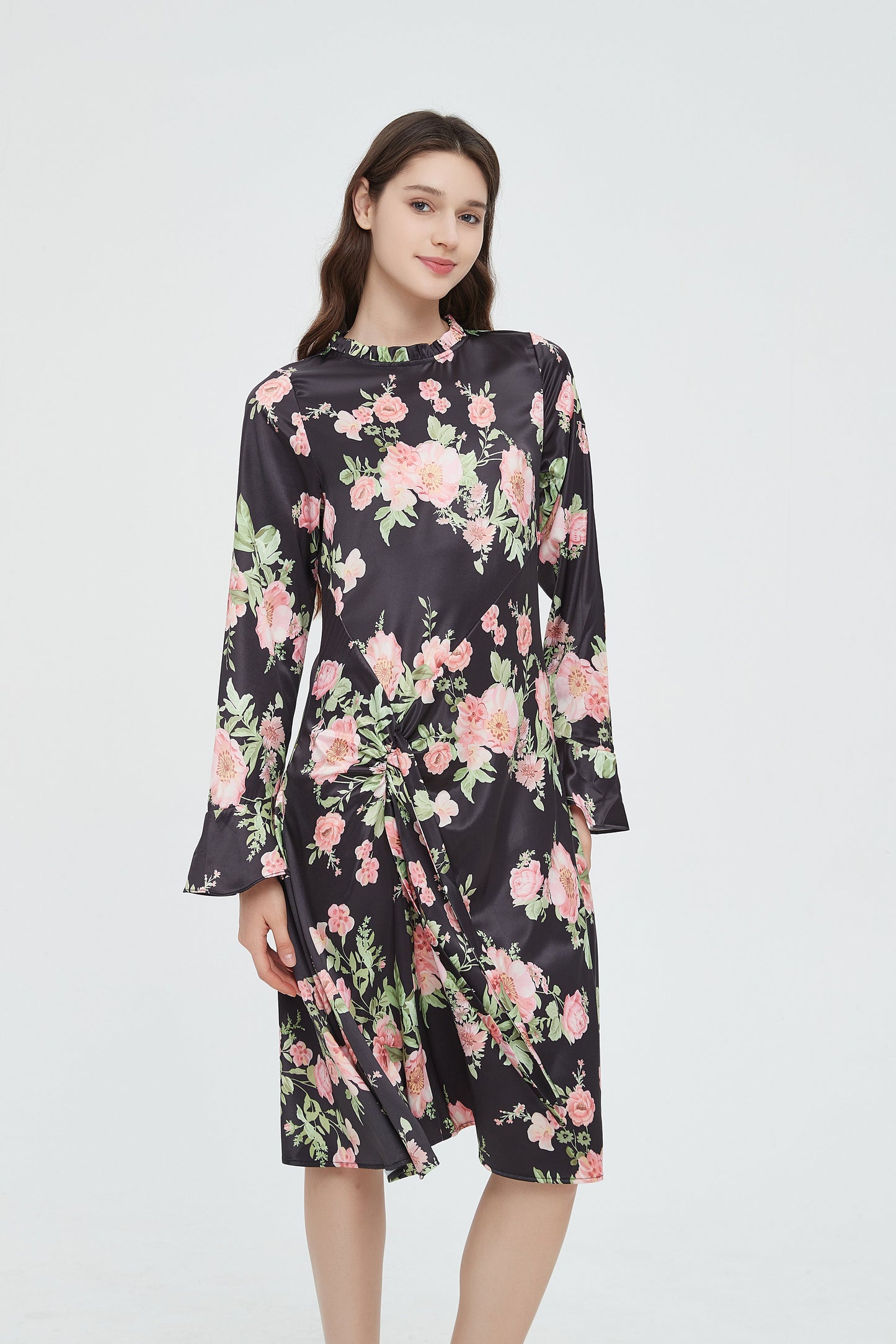 SUBTLE TIE RUCHED DRESS byMM - FLORAL