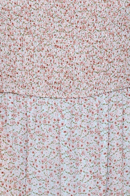 OMBRE FLORAL SMOCKED FRONT DRESS