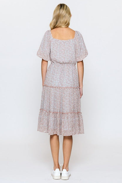 OMBRE FLORAL SMOCKED FRONT DRESS