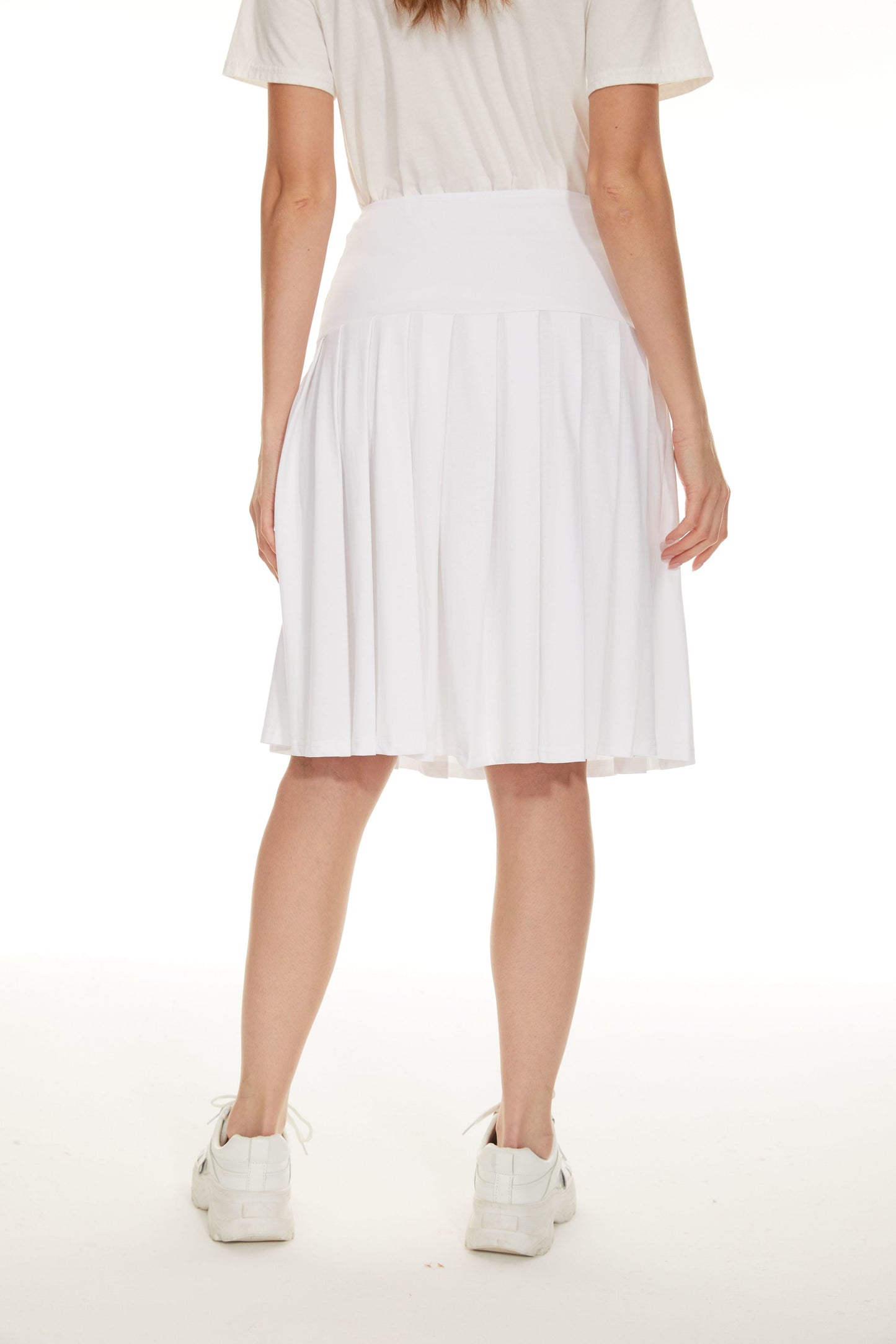 MM COTTON PLEATED SKIRT - WHITE