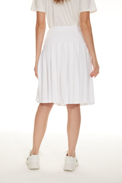 MM COTTON PLEATED SKIRT - WHITE