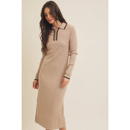 SUPER SOFT POLO SWEATER DRESS