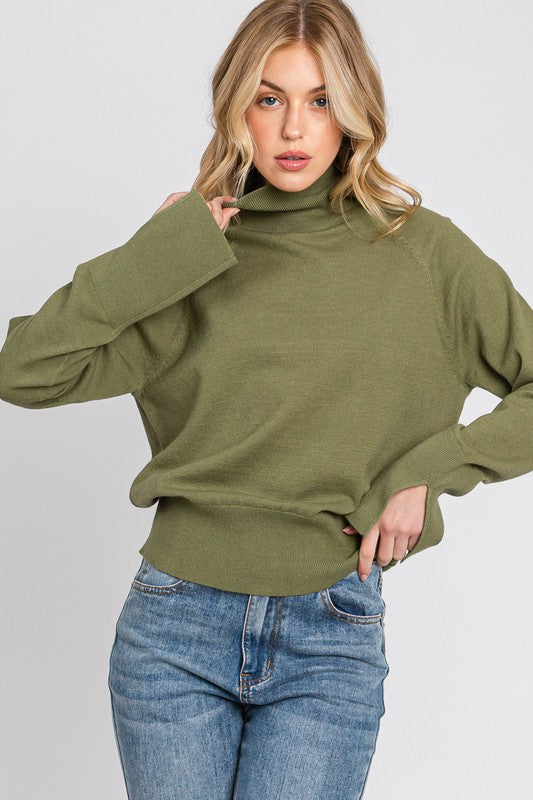 SPLIT CUFF THIN KNIT SWEATER