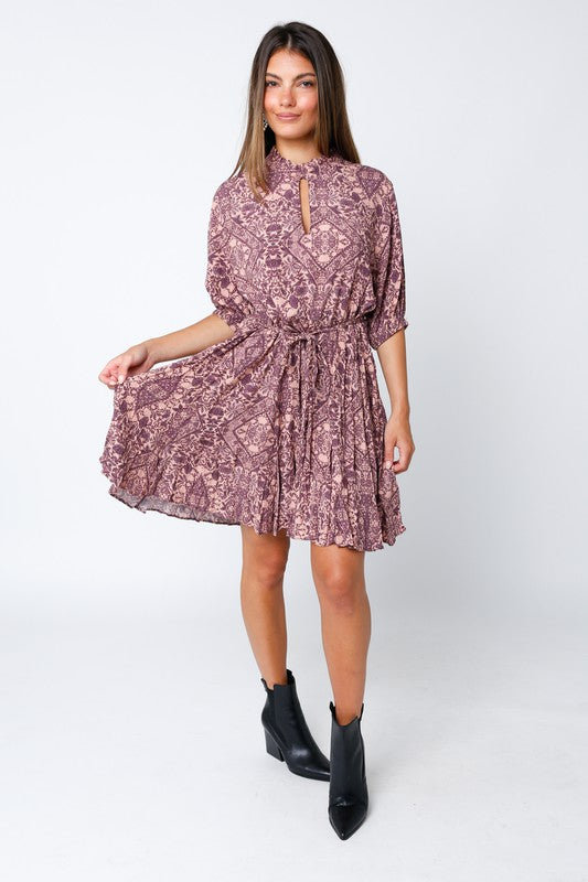 SHORT FLAREY BANDANA PRINT DRESS