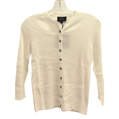 CROP RIBBED CARDI BURB BUTTONS