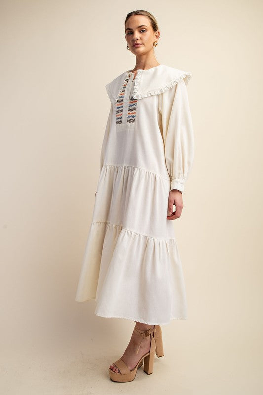 LINEN EMBROIDERY DRESS