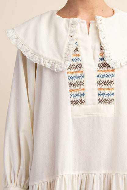 LINEN EMBROIDERY DRESS