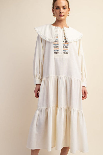 LINEN EMBROIDERY DRESS