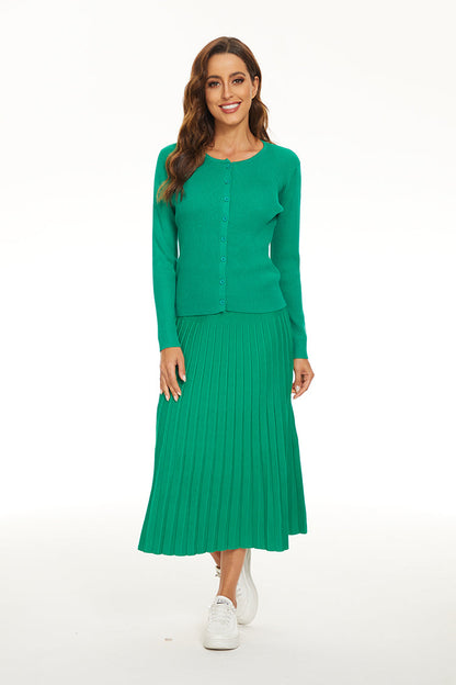 MM RIBBED CARDIGAN - KELLY GREEN