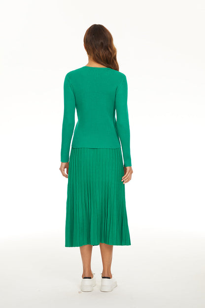 MM RIBBED CARDIGAN - KELLY GREEN