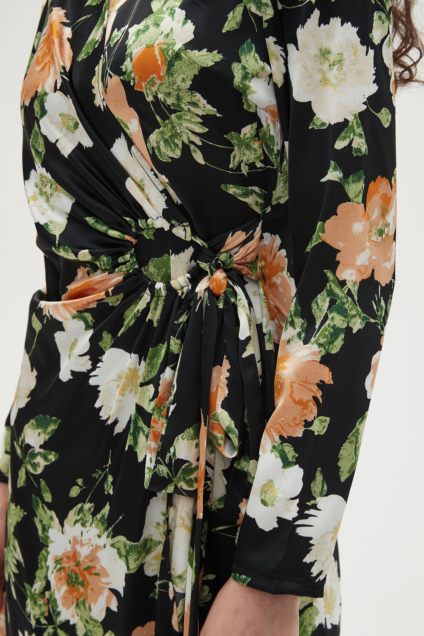 SILKY FLORAL WRAP DRESS byMM