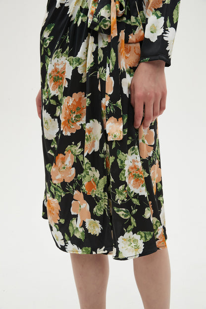 SILKY FLORAL WRAP DRESS byMM