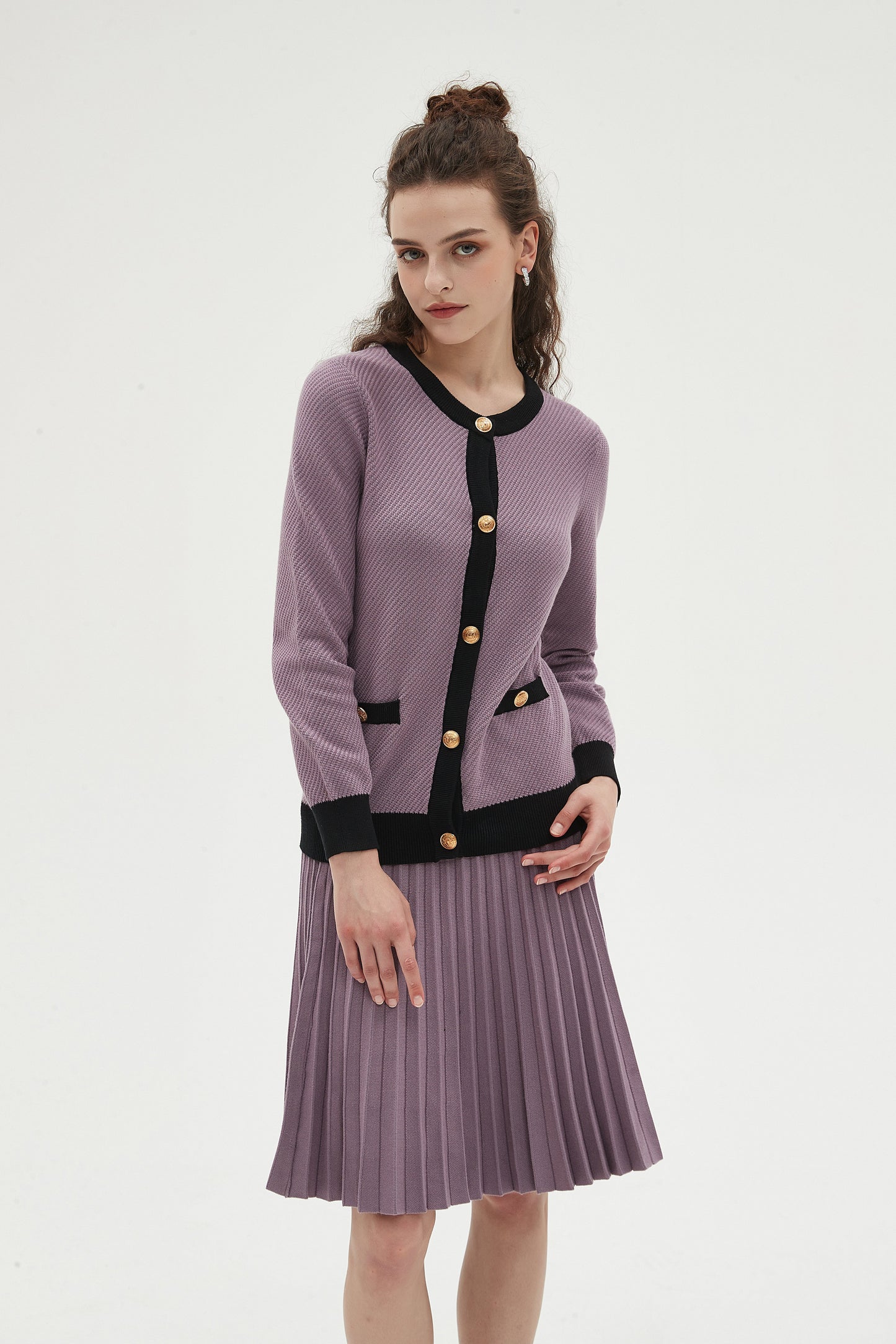 MM CLASSIQUE CARDIGAN - DUSTY LAVENDER SIZE L