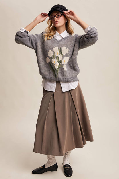 PLEATED KHAKI SKIRT