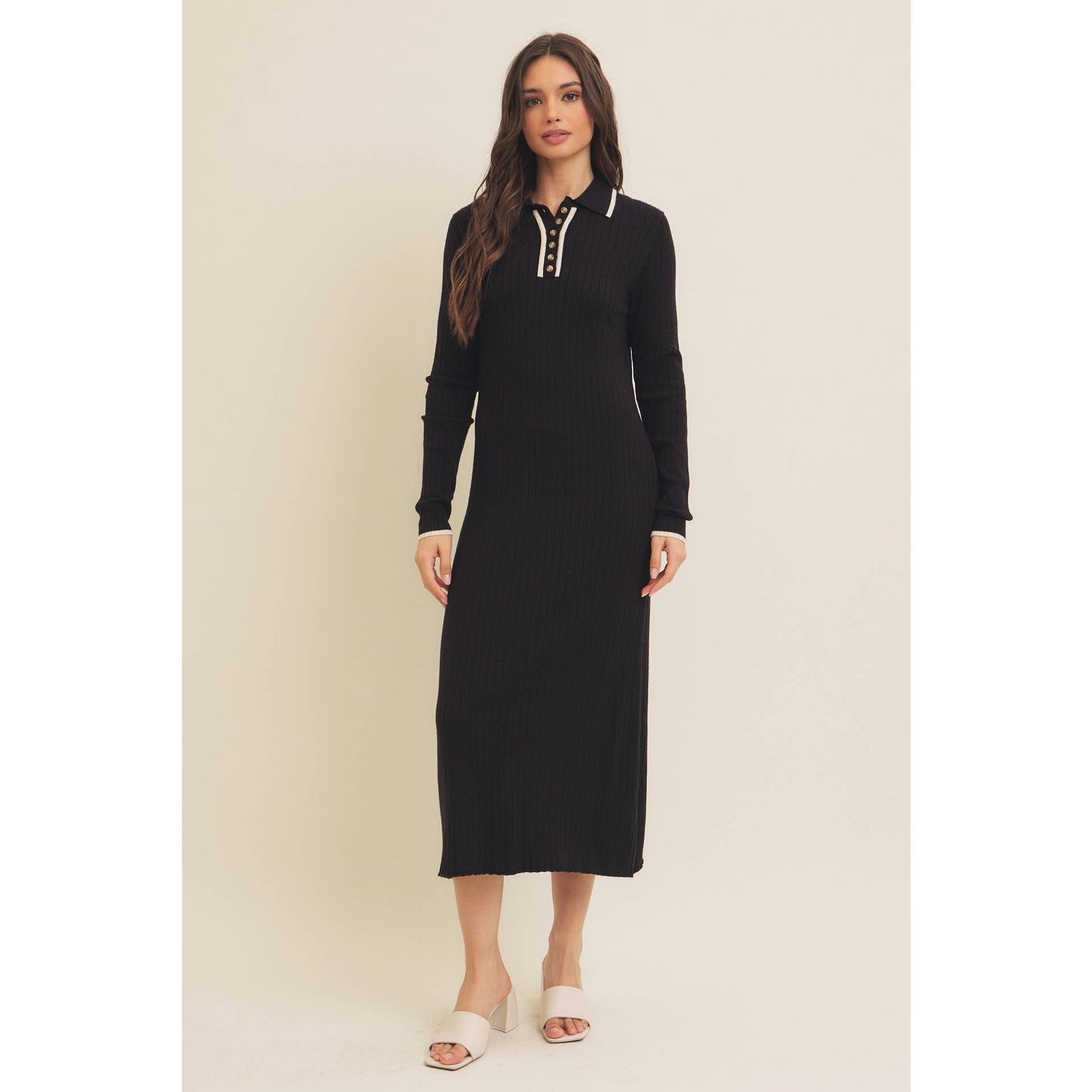 SUPER SOFT POLO SWEATER DRESS